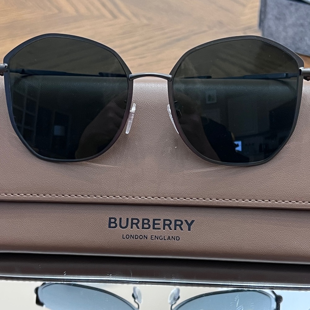 Burberry Gunmetal Oversized Aviator Sunglasses